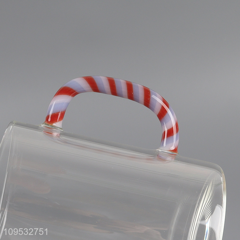 Factory price clear glass water cup drinking cup with handle