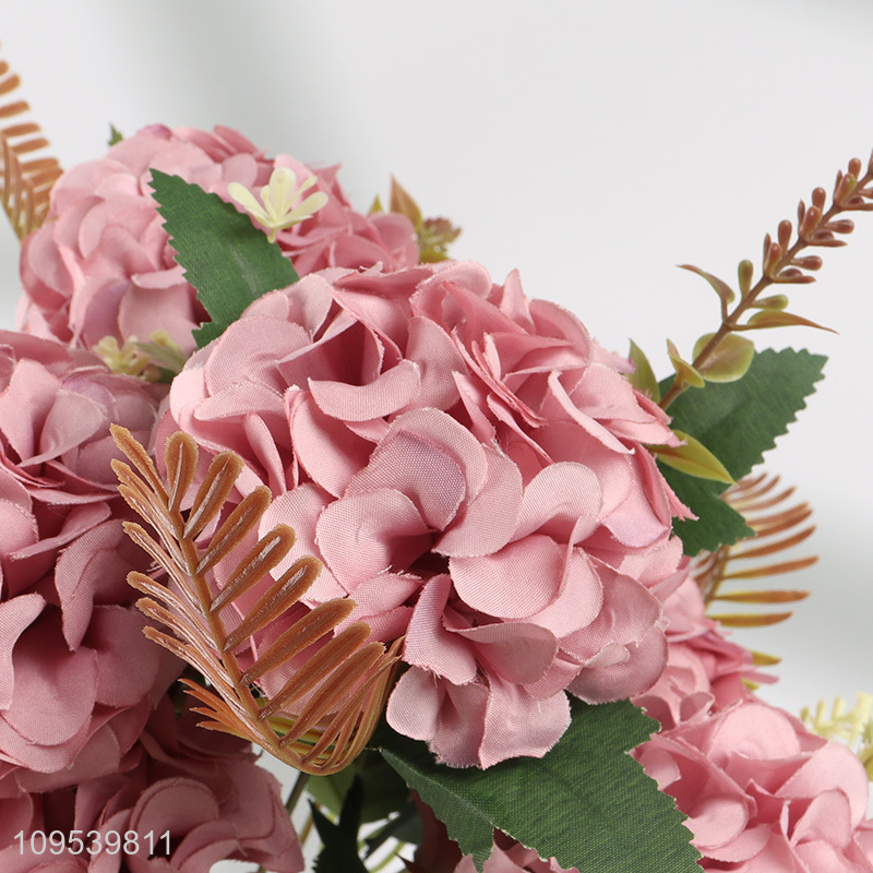 10 Heads Simulation Flower Artificial Dusty Pink Hydrangea Bouquet