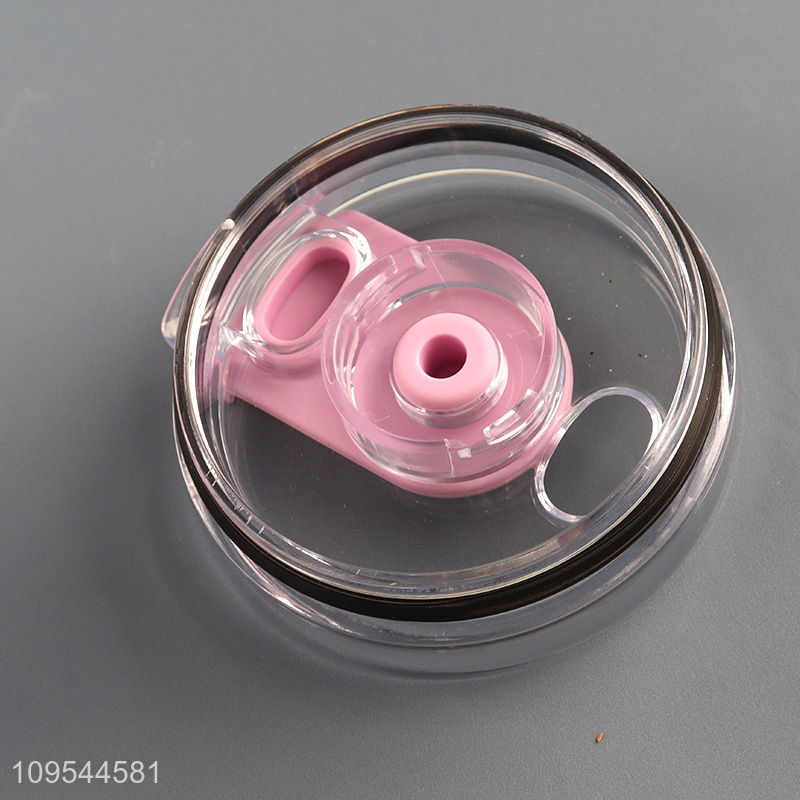 Wholesale Vertical Striped Vacuum Insulated Handle Tumbler With Straw
